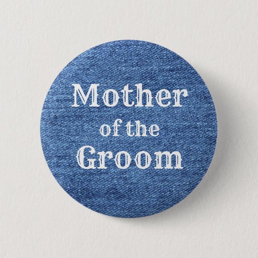 Blue White Denim Theme Wedding Button (Vorderseite)