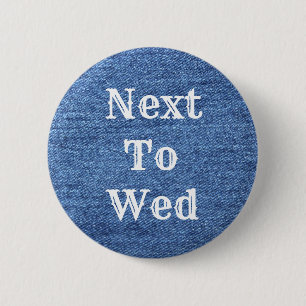 Blue White Denim Theme Wedding Button