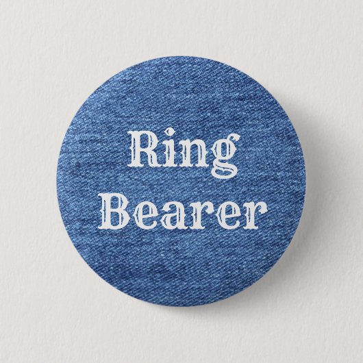 Blue White Denim Theme Wedding Button (Vorderseite)
