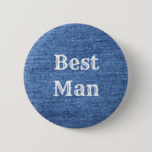 Blue White Denim Theme Wedding Button (Vorderseite)