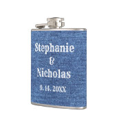 Blue White Denim Theme Wedding Flachmann (Links)