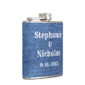 Blue White Denim Theme Wedding Flachmann (Rechts)