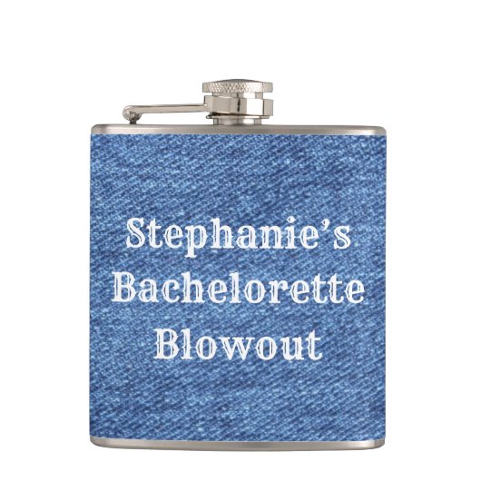 Blue White Denim Theme Wedding Flachmann (Vorderseite)