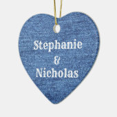 Blue White Denim Theme Wedding Keramik Ornament (Links)