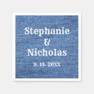 Blue White Denim Theme Wedding Serviette