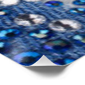 Blue & White Diamonds Blue Jean Muster Design Poster (Ecke)