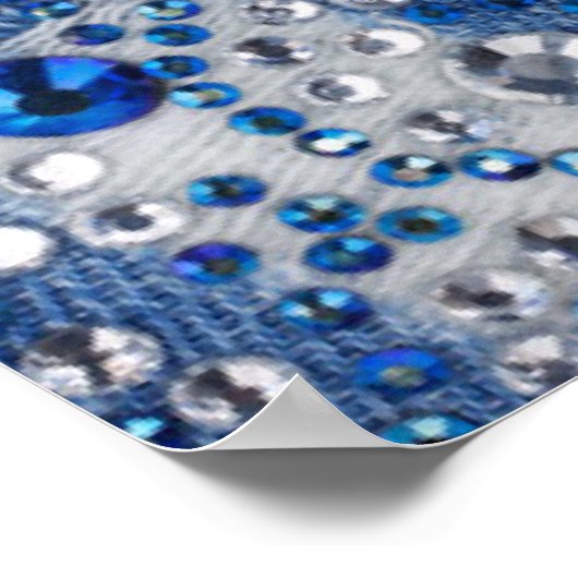 Blue & White Diamonds Blue Jean Muster Design Poster (Ecke)