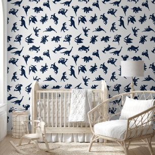 Blue White Dinosaur Baby Boy Kinderzimmer entferne Tapete