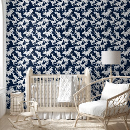 Blue White Dinosaur Baby Boy Kinderzimmer Peel & S Tapete