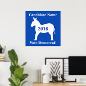 Blue White Donkey Wahl Demokrat Kandidat Poster (Heimbüro)