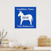 Blue White Donkey Wahl Demokrat Kandidat Poster (Küche)