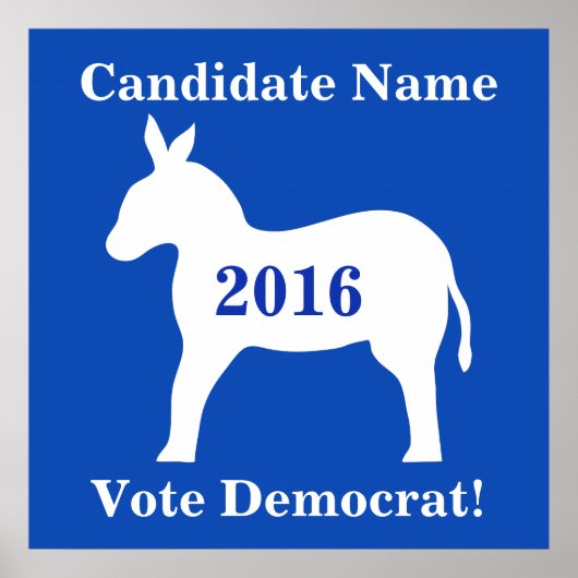 Blue White Donkey Wahl Demokrat Kandidat Poster (Vorne)
