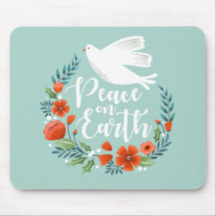 Blue White Dove Weltfrieden Weihnachten Mousepad