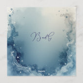 blue white Dreamy coastal marble ink wedding Einladung (Rückseite)