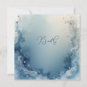 blue white Dreamy coastal marble ink wedding Save The Date (Rückseite)