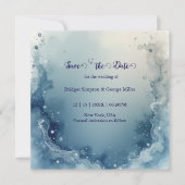 blue white Dreamy coastal marble ink wedding Save The Date (Vorderseite)