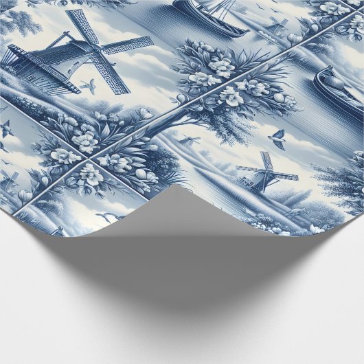Blue & White Dutch Landscape Pattern • Tile-Inspir Geschenkpapier (Ecke)