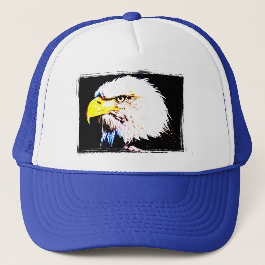 Blue-White Eagle Head Pop Modernes Design Truckerkappe (Vorderseite)