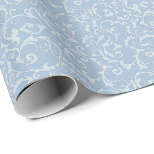 Blue White Eleganess Princess Damask Wedding Geschenkpapier (Rolleneckpunkt)