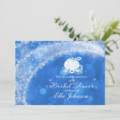 Blue & White Elegange Glam Carriage Storybook Einladung (Stehend Vorderseite)