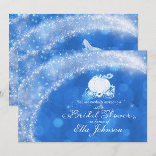 Blue & White Elegange Glam Carriage Storybook Einladung