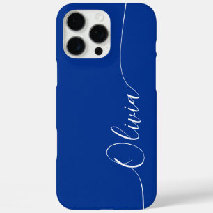 Blue White Elegant Calligraphy Script Name iPhone 16 Pro Max Hülle