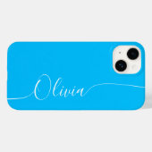 Blue White Elegant Calligraphy Script Name Case-Mate iPhone Hülle (Rückseite (Horizontal))