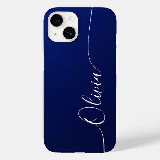 Blue White Elegant Calligraphy Script Name Case-Mate iPhone Hülle (Rückseite)