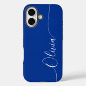 Blue White Elegant Calligraphy Script Name Case-Mate iPhone Hülle (Rückseite)