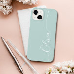 Blue White Elegant Calligraphy Script Name Case-Mate iPhone 14 Hülle<br><div class="desc">Blue Elegant White Calligraphy Script Custom Personalisiert Name iPhone 14 Smart Phone Cases zeichnen sich durch ein modernes und trendiges,  einfaches und stilvolles Design aus,  mit Ihrem personalisierten Namen in eleganter handgeschriebener Schrift Typografie auf opal blauem Hintergrund. Entworfen von ©Evco Studio www.zazzle.com/store/evcostudio</div>