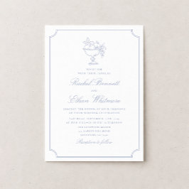 Blue & White Elegant Frame Wedding Invitation Ankündigung