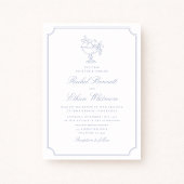 Blue & White Elegant Frame Wedding Invitation Ankündigung