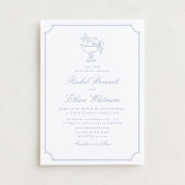 Blue & White Elegant Frame Wedding Invitation Ankündigung