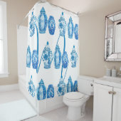 Blue White Elegant Ginger Jar Monogram Duschvorhang (Beispiel)
