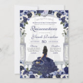 Blue White Elegante Charro Princess Quinceanera Einladung (Vorderseite)