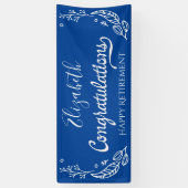 Blue White Elegante Monogram Happy Retirement Banner (Vertikal)