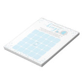 Blue White Elephant Boy Baby Shower Bingo Notepad Notizblock (Rotiert)
