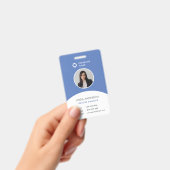 Blue White Employee Foto ID Company Logo Modern Ausweis (Handheld)