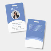 Blue White Employee Foto ID Company Logo Modern Ausweis (Vorder- & Rückseite)