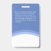 Blue White Employee Foto ID Company Logo Modern Ausweis (Rückseite)