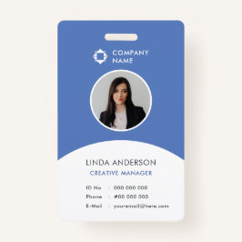 Blue White Employee Foto ID Company Logo Modern Ausweis