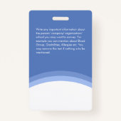 Blue White Employee Foto ID Company Logo Modern Ausweis (Rückseite)