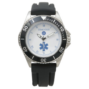 Blue White EMT kundenspezifische Monogramm-Uhr Armbanduhr