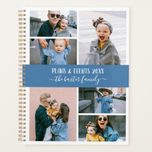 Blue White Family Foto Collage Planer