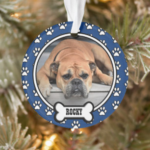 Blue White Family Pet Memorial Foto Frame Acryl Ornament