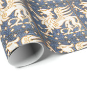 BLUE WHITE FANTASY GRIFFINS GESCHENKPAPIER (Rolleneckpunkt)