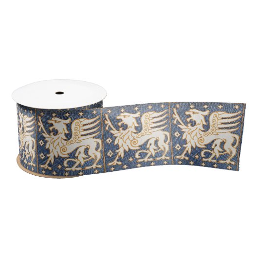 BLUE WHITE FANTASY GRIFFINS SATINBAND (Spule)