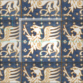 BLUE WHITE FANTASY GRIFFINS STOFF (Kachel)