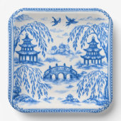 Blue white faux porcelain chinoiserie willow pappteller (Vorderseite)