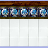 Blue/White Faux Stained-Glass Nautilus Shell 2 Fliese